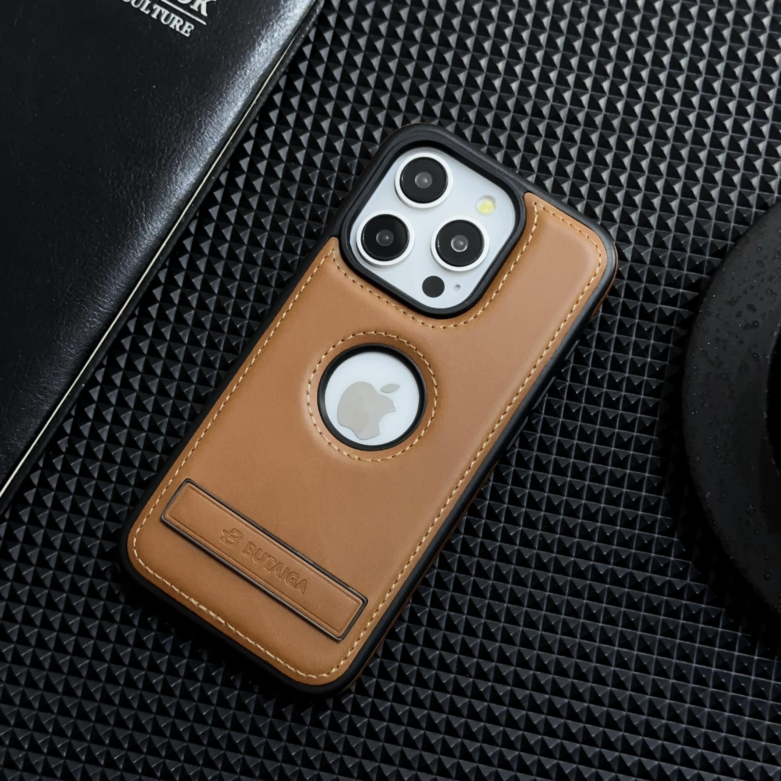 

Business Magnetic Leather invisable Kickstand Case For iPhone 15 Pro Max 14 Plus 13 12 Wireless Charging For Magsafe Logo Cover For iPhone 15Plus