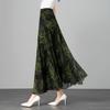 New Summer Retro Ethnic Style Ink-print Chiffon Skirt Women's Long Skirt High Waist A-line Skirt
