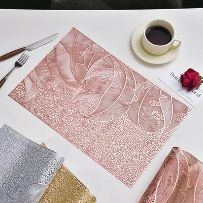 PVC Placemats Leaves Printed Heat Resistant Insulation Table Mats Wear-Resistant Dining Coasters Square Kitchen Table Protectors