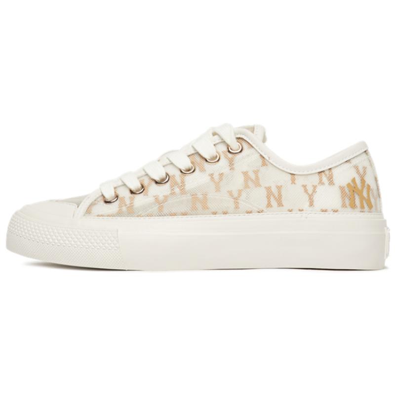 MLB Playball Mono Mesh Non slip Lightweight Low top Skateboard Shoes Unisex Dark Beige Sneakers 36.5