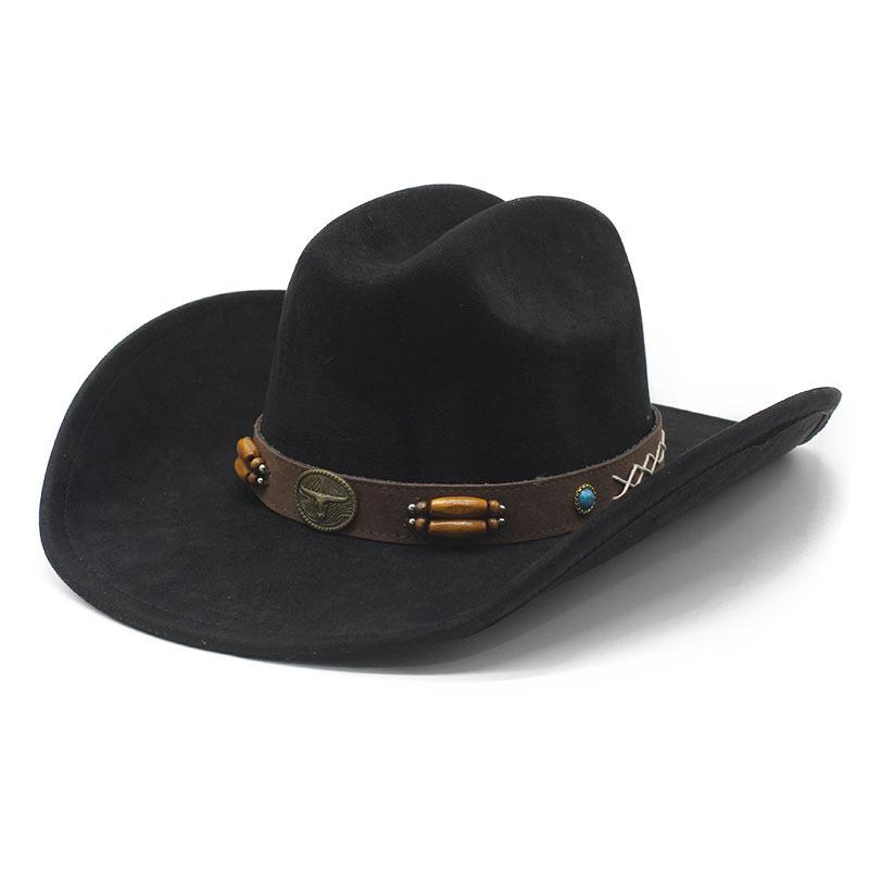 American retro strip top western cowboy hat, new big-brimmed suede top hat, British jazz hat