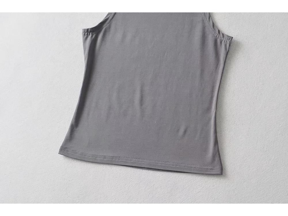 YPFF Trendy European Women's Sleeveless High-Neck Crop Top