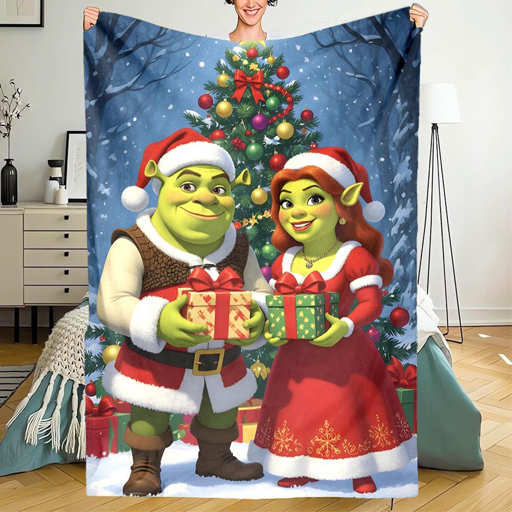 Shrek Theme Printed Blanket - Perfect for Couch, Bed, Travel & Outdoor Use | Machine Washable, Cozy & Durable.