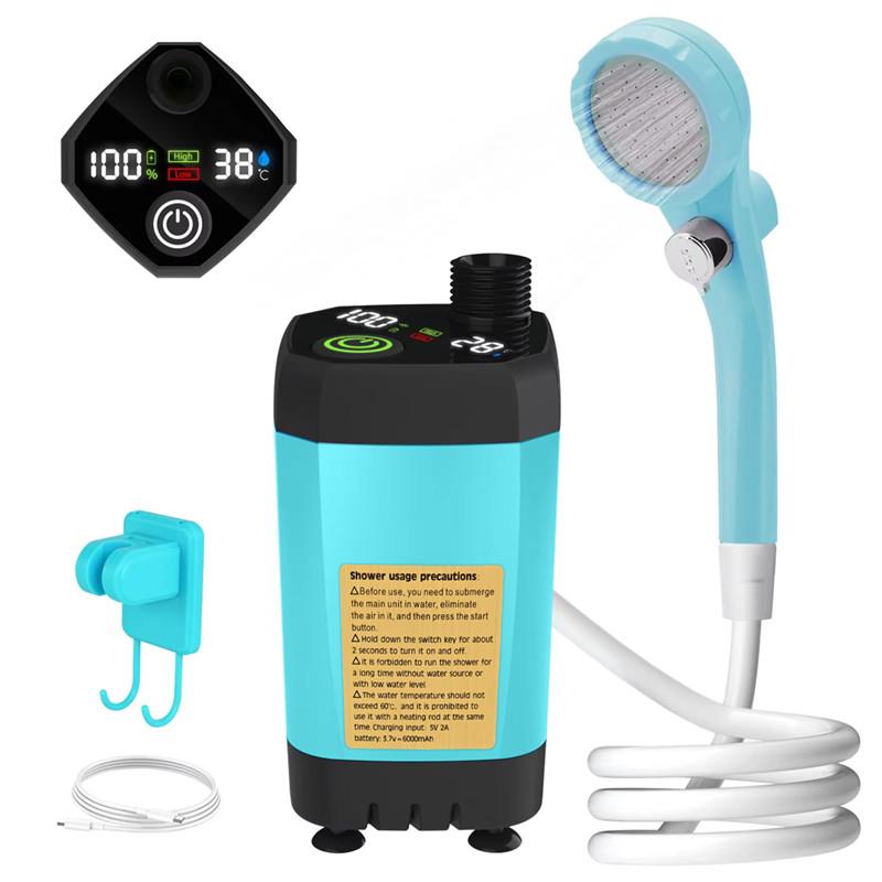 Portable Camping Shower Pump RV Outdoor Camp Shower Kit Intelligent Digital Display Adjustable Shower Kit
