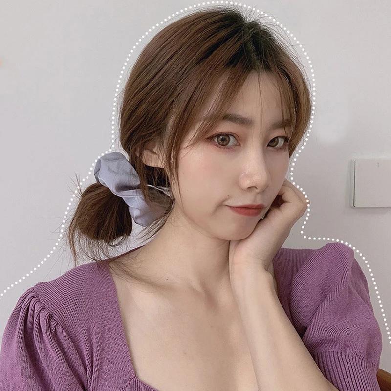 Women Silk Scrunchie Elastic Handmade Multicolor Hair Band Ponytail Holder Headband Hair Accessories  Satin Silk Solid Color