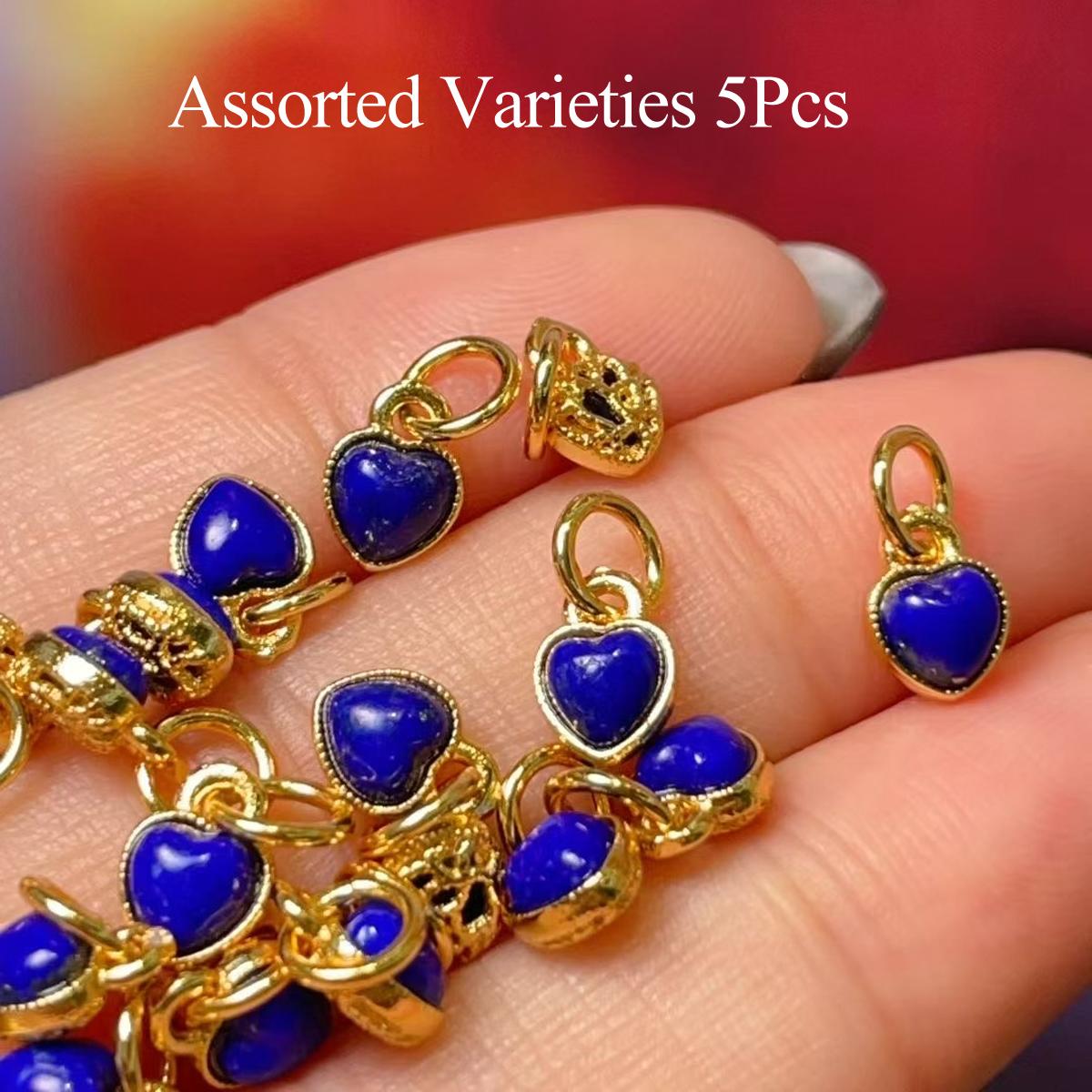 

5Pcs, Natural Lapis Lazuli Energy Stone Pendants, Romantic Elegant Style Heart Gemstone Charms, for DIY necklace accessories, jewelry making Crafts 5Pcs/5×7mm