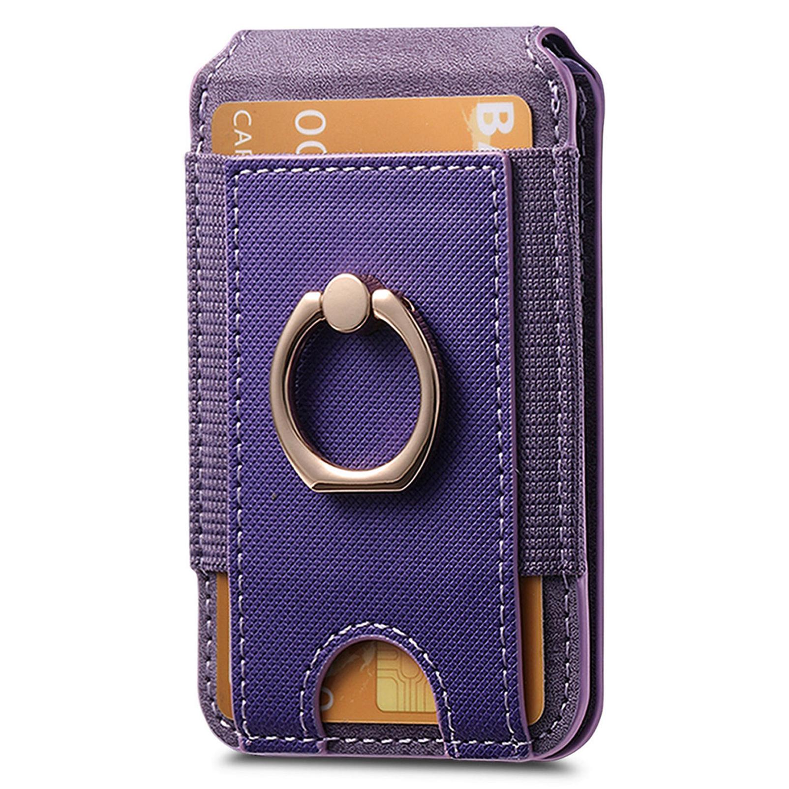 

MC-W7 Rotary Ring Holder Magnetic Card Holder Kickstand Leather Phone Card Bag Green