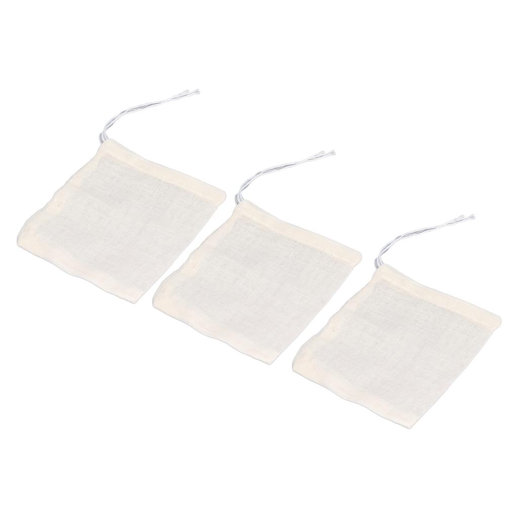 100 sztuk Bawełnianych Torebek ze Sznurkiem 8cmx10cm Wielokrotnego Użytku Filtr do Fusów Herbaty Ekologiczna Herbata