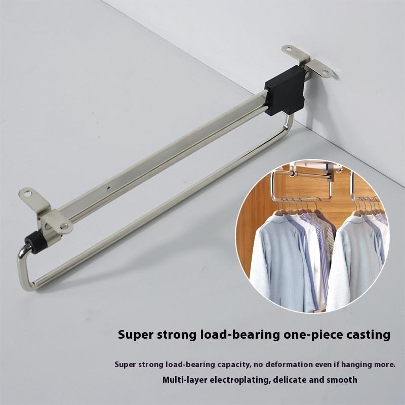 Clothes Storage Rod Adjustable Foldable Metal Hanging Rail For Wardrobes Space-Saving Organizer Drying Racks