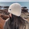 Autumn and Winter New Atmosphere Plush Thickened Warm Hooded Face Showing Small Pullover Cold Hat Women's Pullover Hat