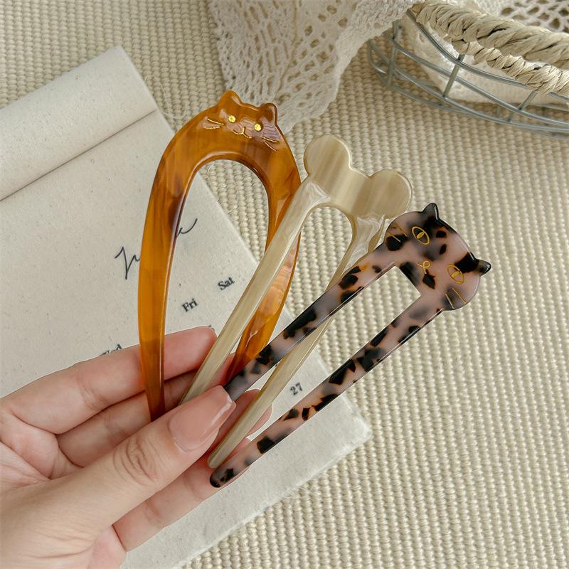 Vintage Französische U-förmige Acetat-Haarnadel für klassische Hochsteckfrisuren
