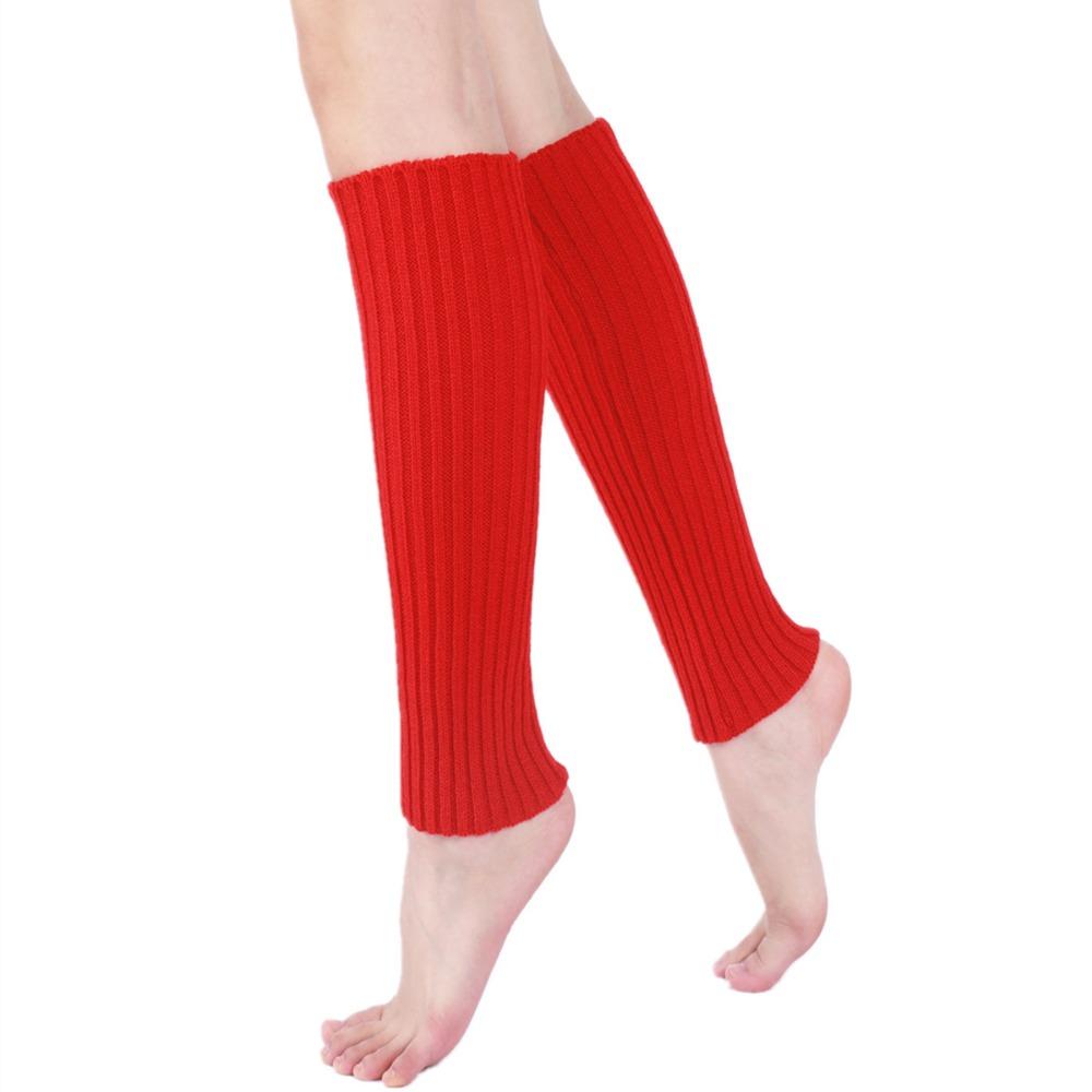 Women's Winter Warm Socks Neon Knitted Leg Warmers Ribbed Bright Color Footless Socks Leg Warmers Multicolor One Size