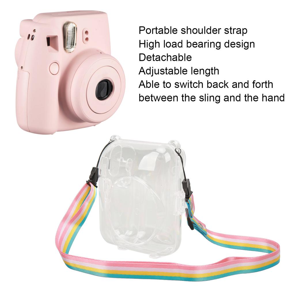 Instant Camera Shell Case PC Transparency With Adjustable Shoulder Straps Protective Instant Camera Case for Mini12