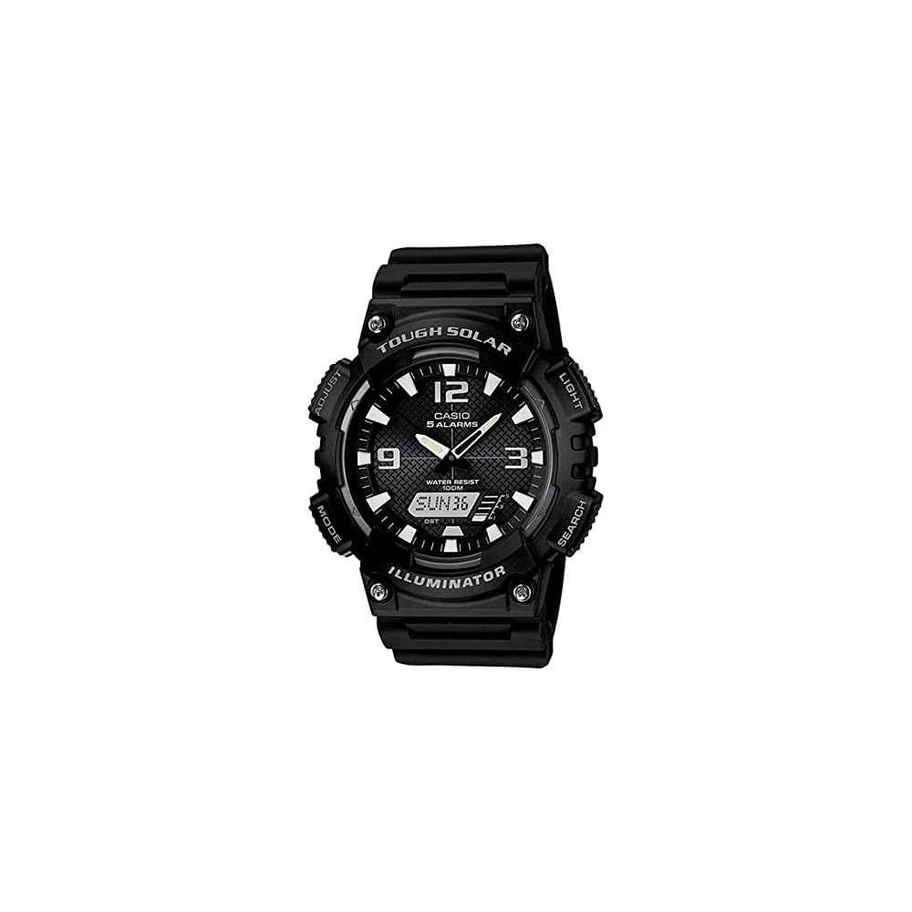 Casio Tough Solar Analog-Digital Quartz Watch AQ-S810 Series Men s Black 50m Water Resistant