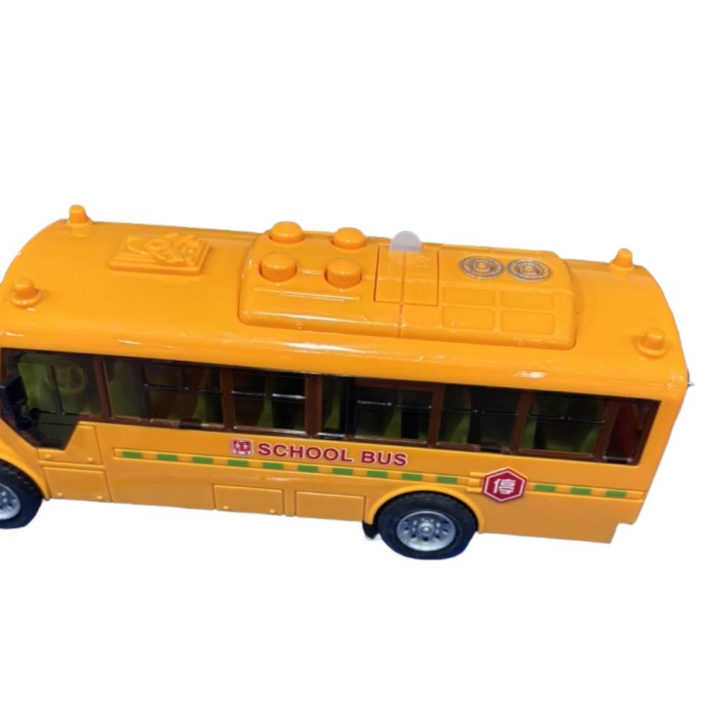 1 Set Bus Car Toy 1:30 Inertia Sliding Campus Bus Car Model Simulation Sound And Light Music Educational Toys Children'S Gift