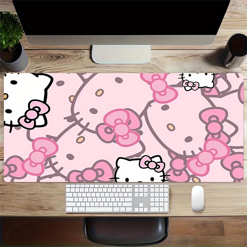 Hello Kitty, Pink Bow Themed XXL Mouse Pad - Non-slip Rubber Desk Mat for Gaming and Office Use, Multi-Function Keyboard and Mouse Pad, Idea