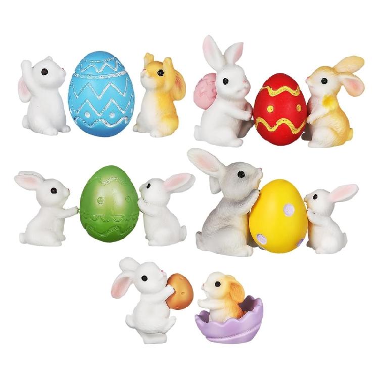 

Mini Easter Bunnies Statue Miniature Rabbit Figurine Easters Eggs Filler Microlandscape Ornament Fairys Garden Decors 1