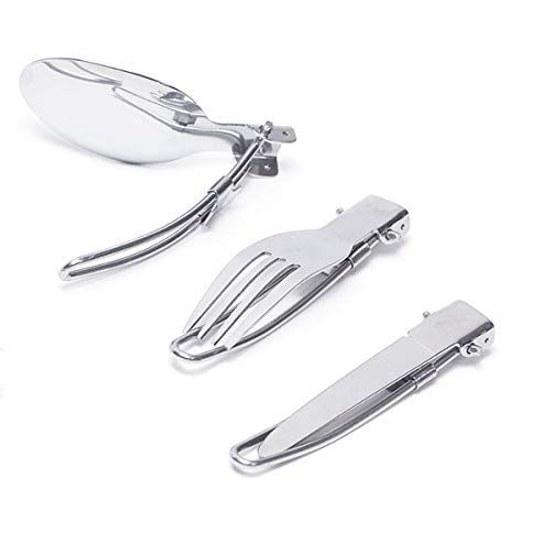 MAGNA Folding Single Cutlery Mesh Type Storage Bag Fork Spoon Knife Connecting Chopsticks Carabiner 6-Piece Set