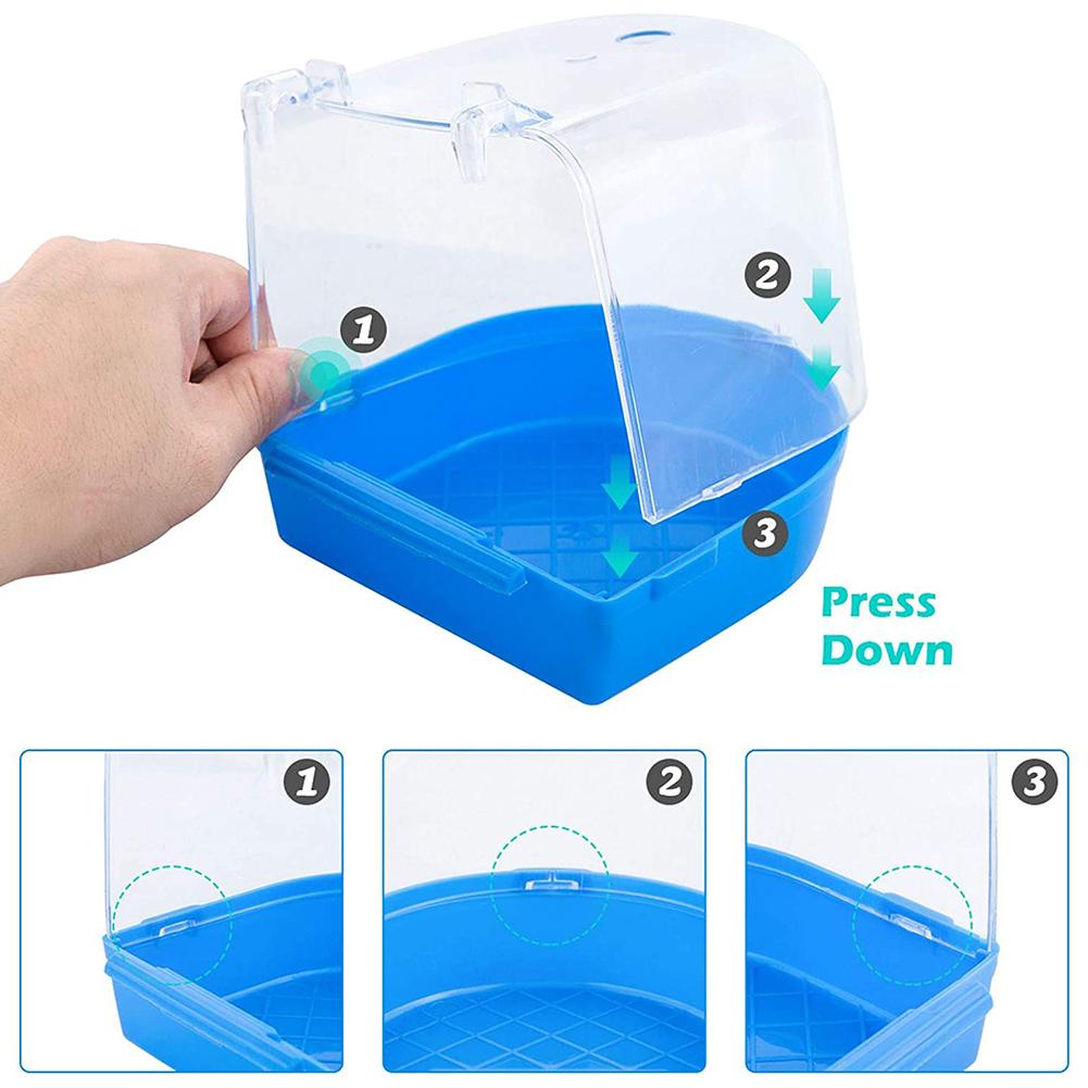 Plastic Bird Bath Bird Shower Parrot Bath Hanging Bird Cage Mirror Basin Bird Water Bath Pet Bird Bowl Pet Bird Bath Supplies