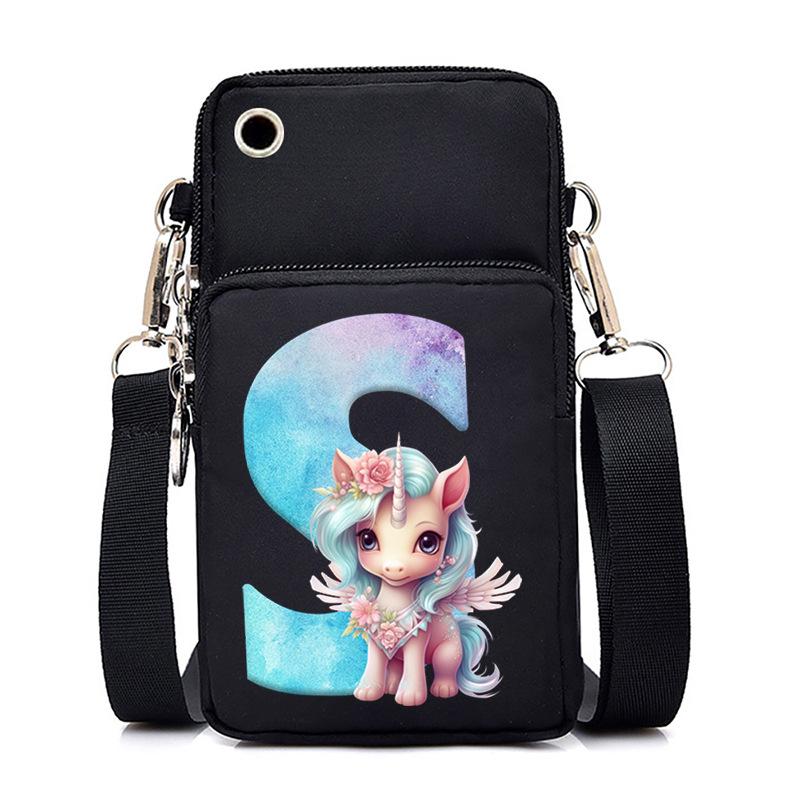 Sac de téléphone portable à imprimé lettre Licorne Léger à transporter Sac bandoulière multifonction