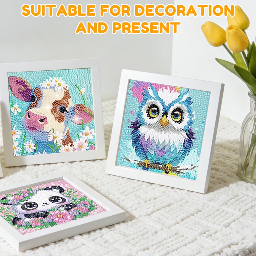 6er-Pack Diamond Painting Kits für Kinder Anfänger Full Drill Cartoon Niedliche Tiere Diamond Art Kits DIY Große Edelstein Kunst Heim Wanddekoration
