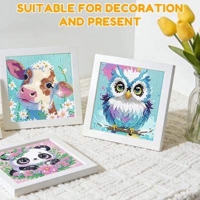 Diamond Art Kit Cartoon Animals Diamond Painting Kids DIY Full Drill Diamond Dots Painting Picture Art Craft for Home Wall Decor