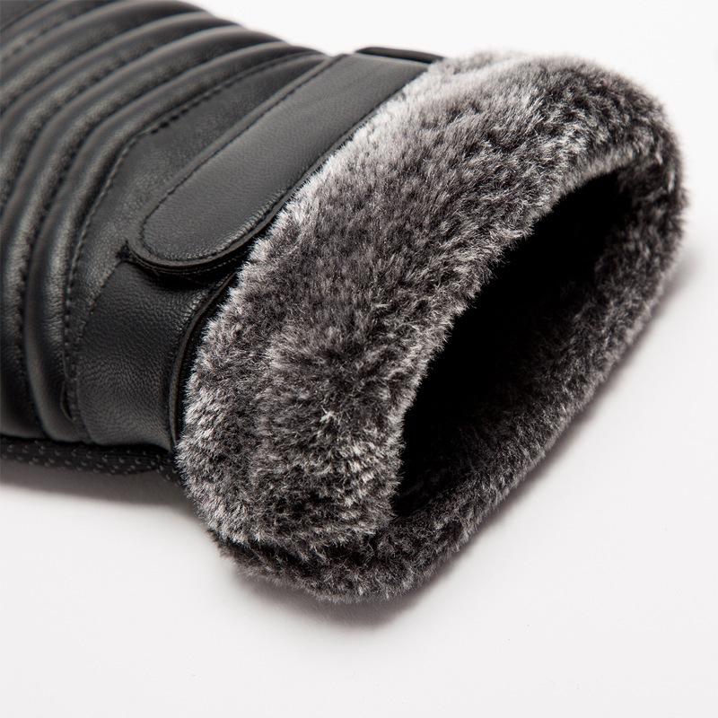 Gloves Winter Men's Fleece Warm Gloves Outdoor Riding Motorcycle PU Touch Screen Cotton Gloves
