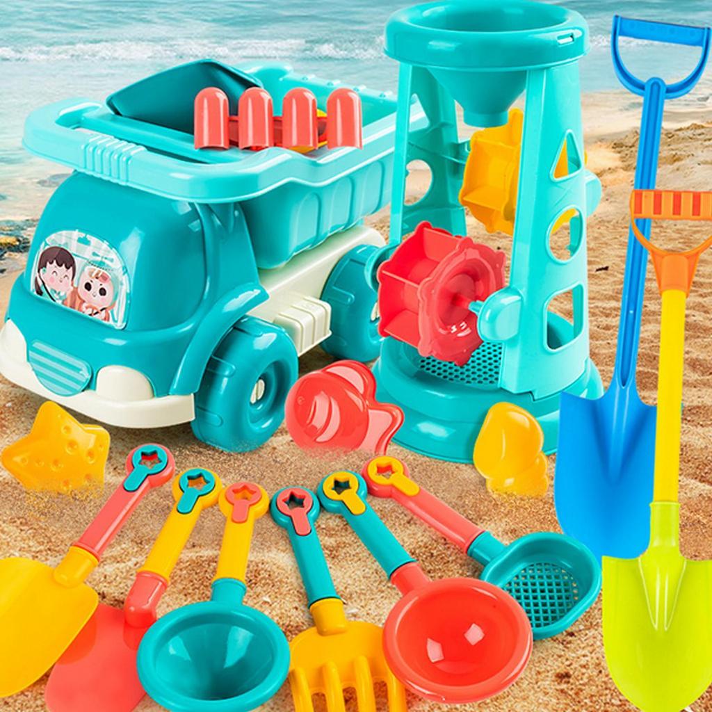 Beach Sand Toys With Car Mold Shovel Water Games 23-Piece Summer Sand Beach Toys Set For Kids Girls Boys Outdoor Camping Pool