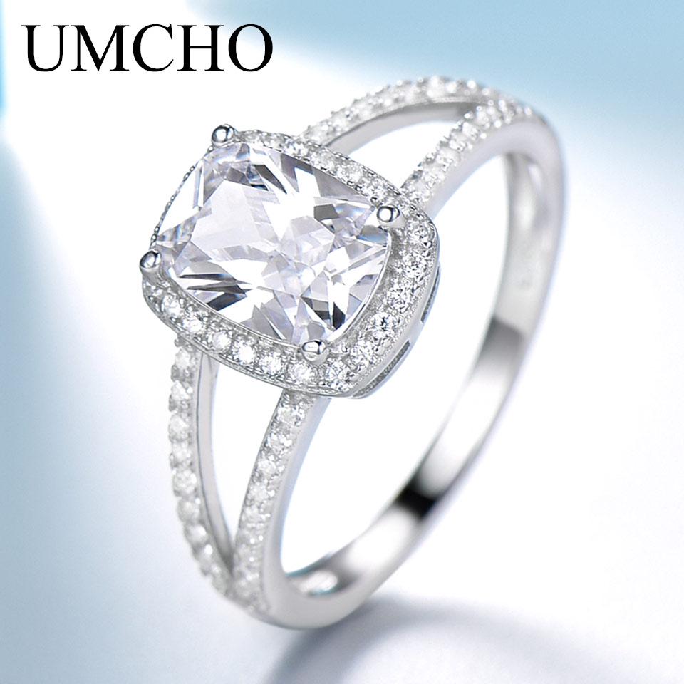 Umcho Bagues rectangulaires en argent Sterling 925 véritable pour femmes, cadeau d'anniversaire