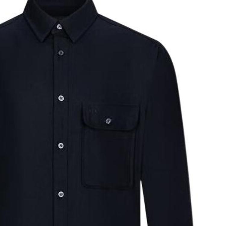 Armani Exchange Solid Color Single-Breasted Long Sleeve Shirt Men Shirts Navy 6LZCL6-ZNWNZ-1583