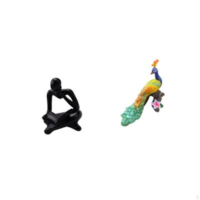 Abstract Thinker Statue Decoration Peacock Sculpture Figurine Decorative Ornament Crafts for