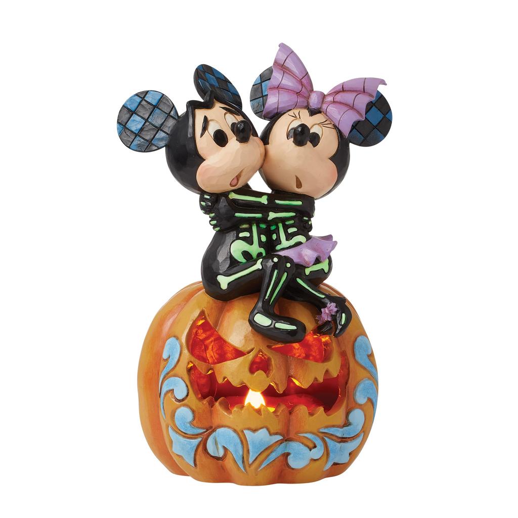 Disney Traditions Mickey & Minnie Scared Skeletons Halloween 6016596