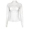 Long-Sleeve Mesh See-Through High-Neck Slim-Fit Women's Top