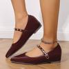 Women's French Style Mary Jane Shoes Female Soft Leather Ballet Shoes Women Flat Single Shoes Comfortable Slip-On Dressy Shoes