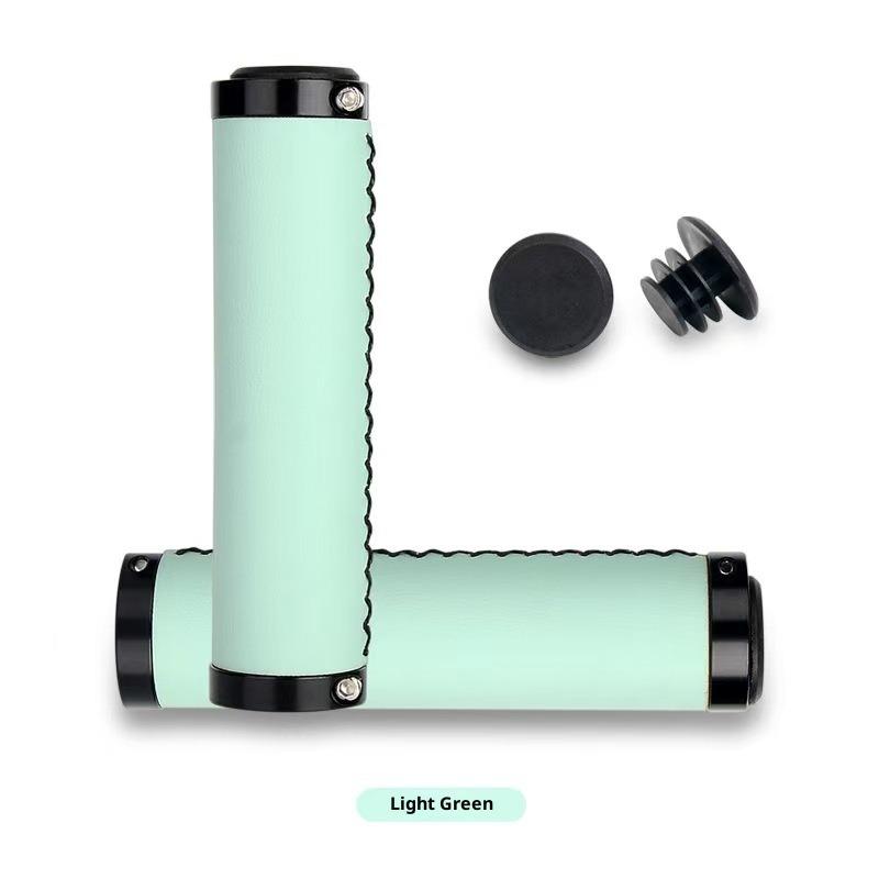 Bicycle Grips Shock Absorber Dead Fly Folding Car Scooter Mountain Bike Grips Hand Sewn Grips PU Leather Retro Accessories