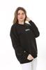 Damenstil Übergröße Sweatshirt Große Größe Schwarz Baumwollstoff Sweatshirt mit Stickbuchstaben