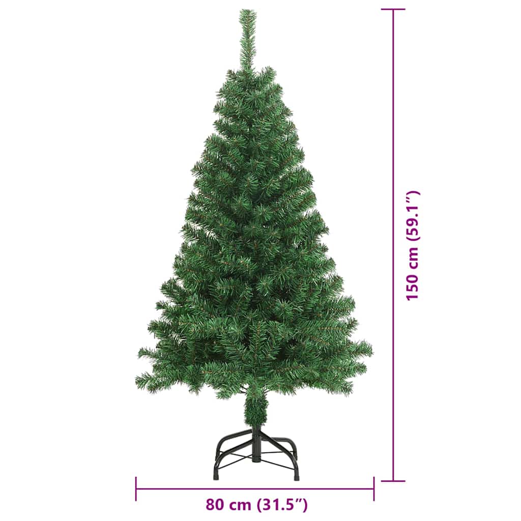 Artificial Christmas Tree with 150 LEDs and Stand Green 150 Cm
