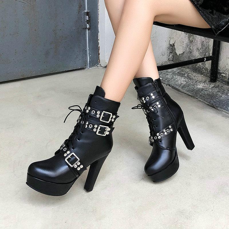 Botas Cortas Súper Altas Botas Británicas Lace Up Martin Botas de Tacón  Grueso Europeo y Americano Otoño e Invierno Botas de Mujer comprar a buen  precio — entrega gratuita, reseñas reales con