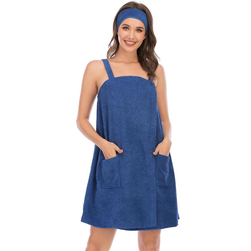 Parlak Geyik Kadın Terry Spa Banyo Sarma Havlusu Robe Askılı Hızlı Kuru Havlu Kumaş Velcro Elastik Duş Bornoz Kafa Bandı ile Yumuşak Spor Salonu Havuz Örtüsü