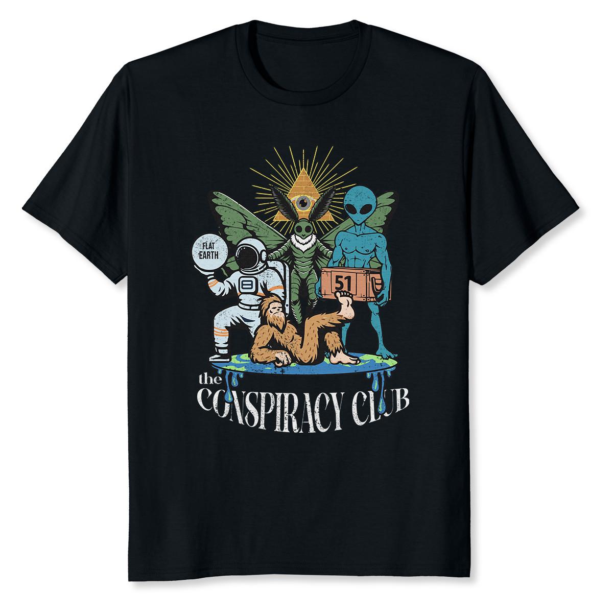 NEW LIMITED The Conspiracy Club Funny UFO Bigfoot Alien T-Shirt XXXXL