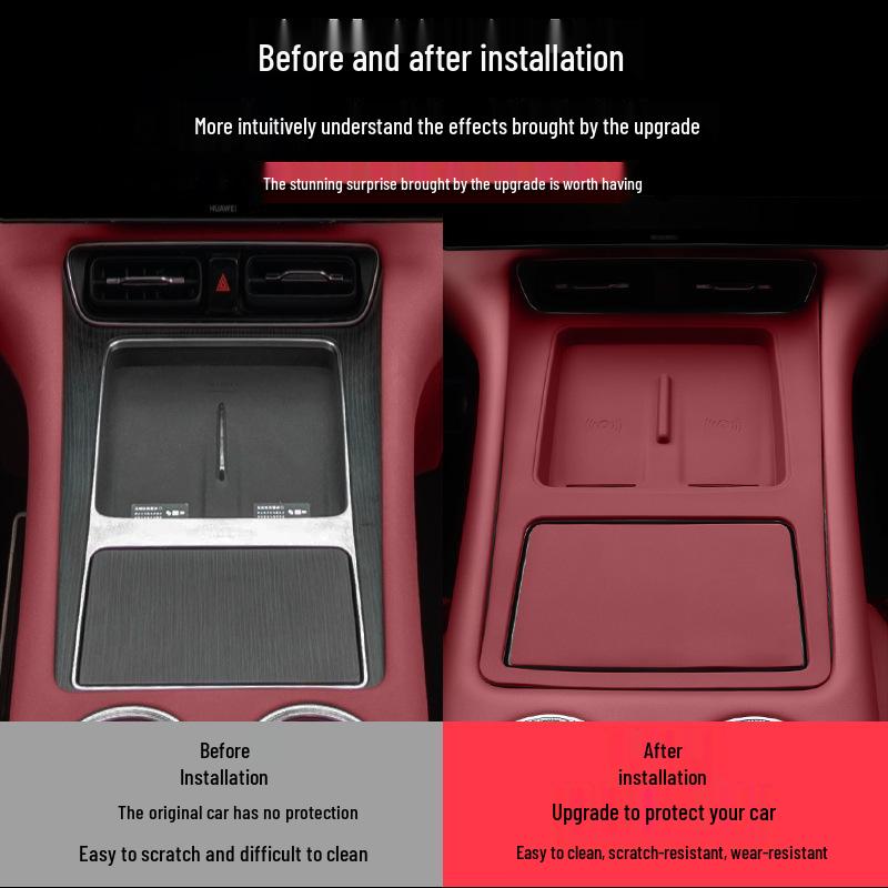 Compatible Wireless Charging Non-slip Silicone Pad & Storage for Huawei AITO M8/M7 Center Console.