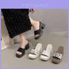 Stylish High Heel Thick Sole Women's Sandals For Summer Casual Wear In Khaki Beige Black And White