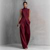 European-American Cotton Linen Drape Sleeveless Shirt & Long Pants Fashion Set