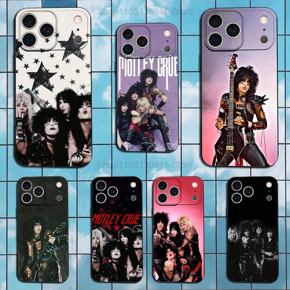Band M-MOTLEY C-Crue Rock For iPhone 13,17,11,12,16,14,15,Plus,Pro Max,XS,X,XR,SE,Mini,8,7,Soft Silicone Black Phone Case