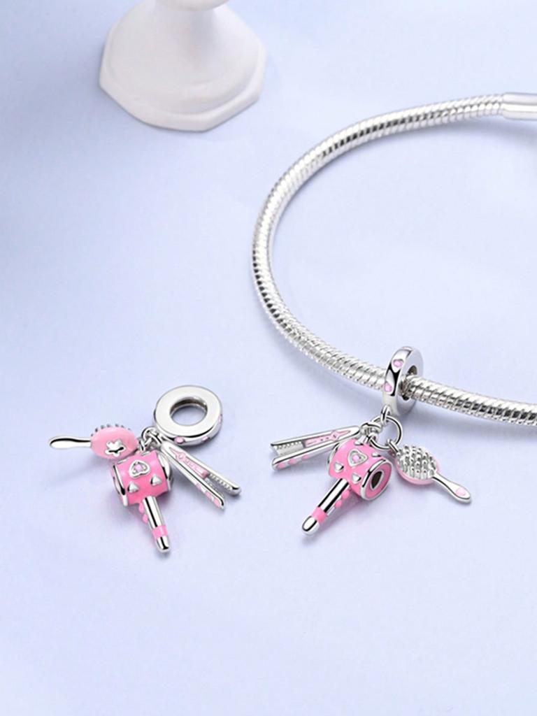 Charms Plata Copper Colors Hair Dryer Coca-Cola Hamburger Beads Pendant For Original Bracelet For Women Diy Jewelry Love Gift