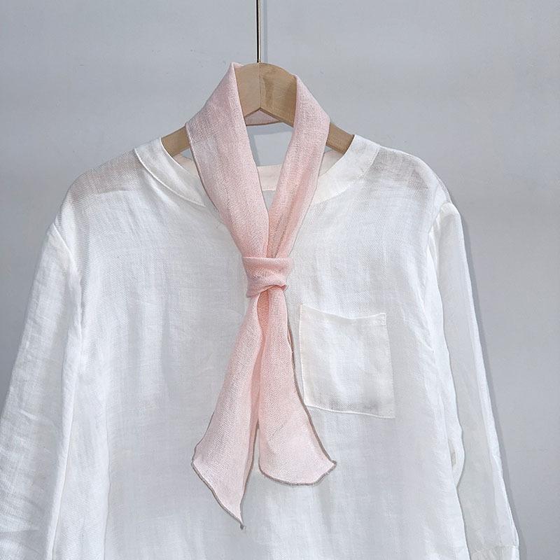 Retro Rain And Dew Striped Small Bow Tie Literary Versatile Women'S Summer Neck Protection Scarf Accessories Silk Korean Version