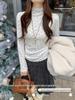 Women's Polka Dot Fleece-Lined Long-Sleeve Base Layer Shirt - Korean Style Winter Top
