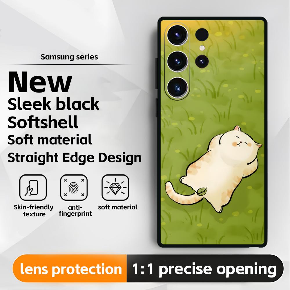 Cute cartoon cat  Phone Case For Samsung Galaxy S26 S25 S24 S23 S22 S21 Plus Ultra Note20 Soft Black