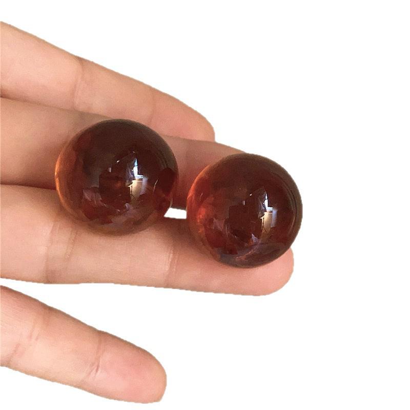 Amber Round Ball Earrings for Women - Retro Hong Kong Style, Unique and Bold Design, Perfect for Autumn/Winter.