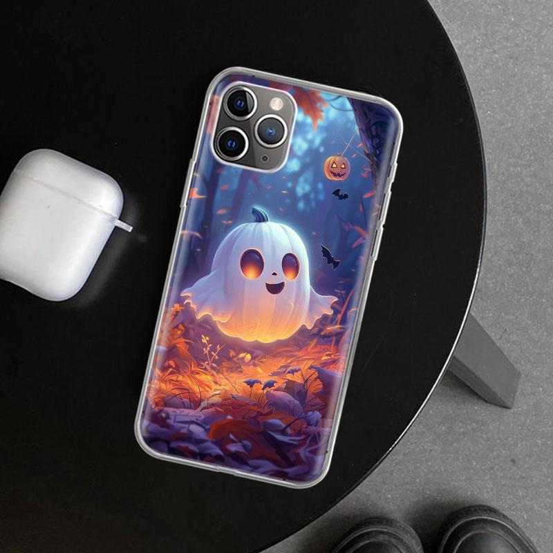 Cute Halloween Ghost Phone Case Cover for iPhone 11 12 13 Mini 14 15 Plus 16 Pro Max 17 Air 7 8 + SE Art Customized Fundas 11 12